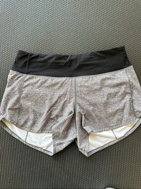 lululemon Black Waistband Gray Heather Speed Up 4” EUC
